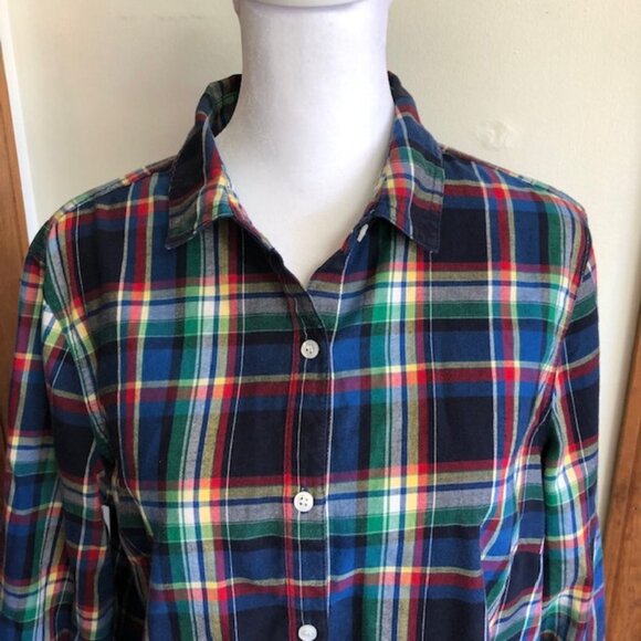 J. McLaughlin Cotton Plaid Long Sleeve Shirt 10 - Picture 5 of 14